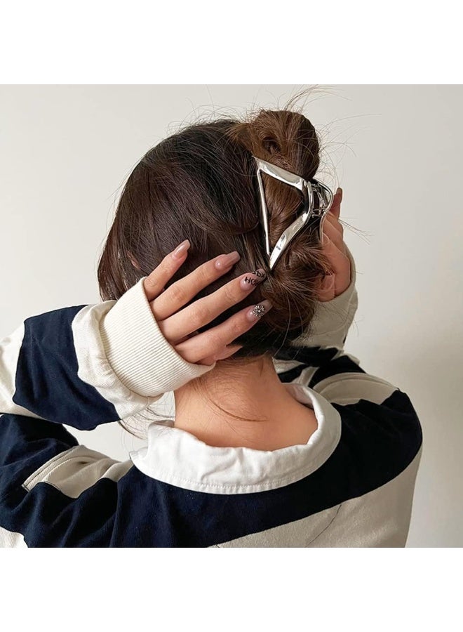 CLENEA Triangle Hair Claw Clips, Exquisite Metal Hair Clip Silver Geometry Designs Hair Jaw Clips Large Fashion Style Hair Clip for Thick/Thin Hair Accessories for Women Girls - Image 5